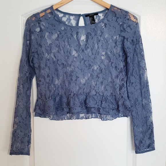 DONATED// F21 ruffle lace babydoll crop top - Picture 4 of 5